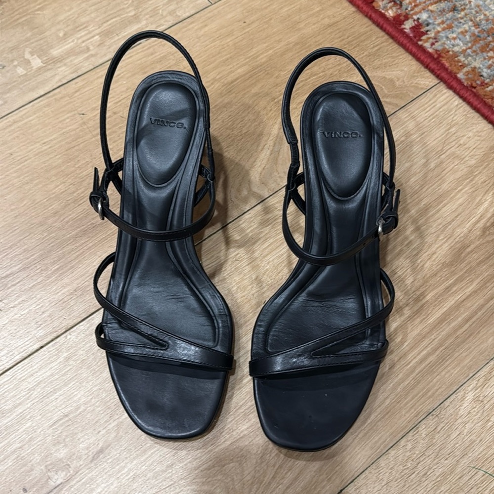 Six 6 black Vince strapy  heels